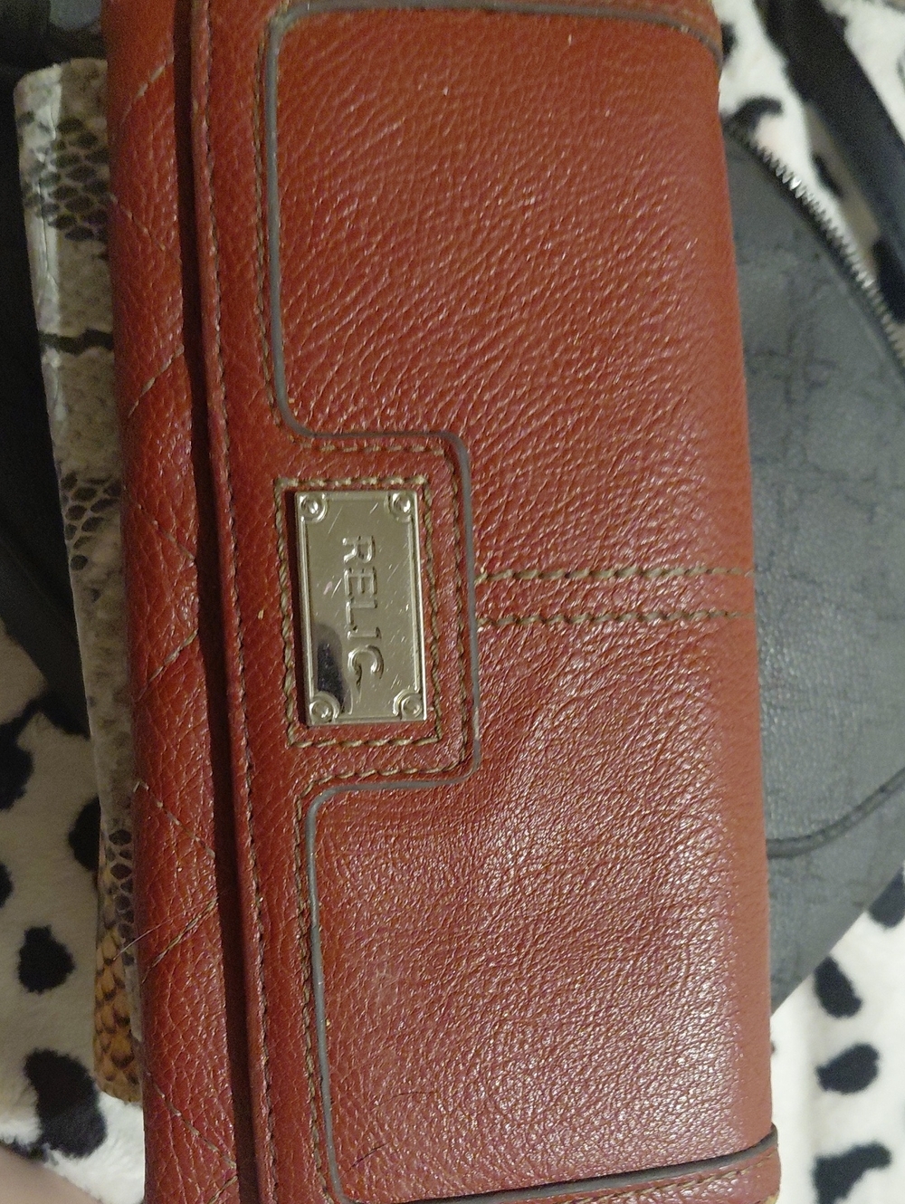Relic Cognac Brown Leather Clutch Wallet
